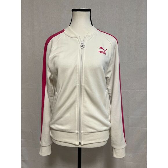 Puma White with Pink Stripes T7 Track '68 Jacket. Size XS(W). - Picture 1 of 11